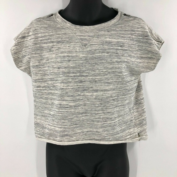 MARC NEW YORK Top Women Size S Gray Short Sleeve Zipper Details On Shoulder - Picture 1 of 7